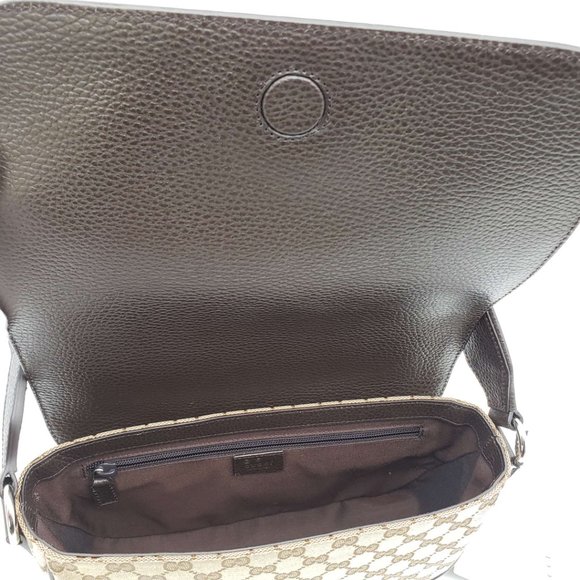 100% Authentic Gucci GG Canvas Leather Brown Messenger Shoulder Bag - Picture 9 of 12
